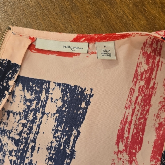 Halogen Abstract Red and Blue SHIFT Dress, M, 100% POLY - Picture 4 of 5